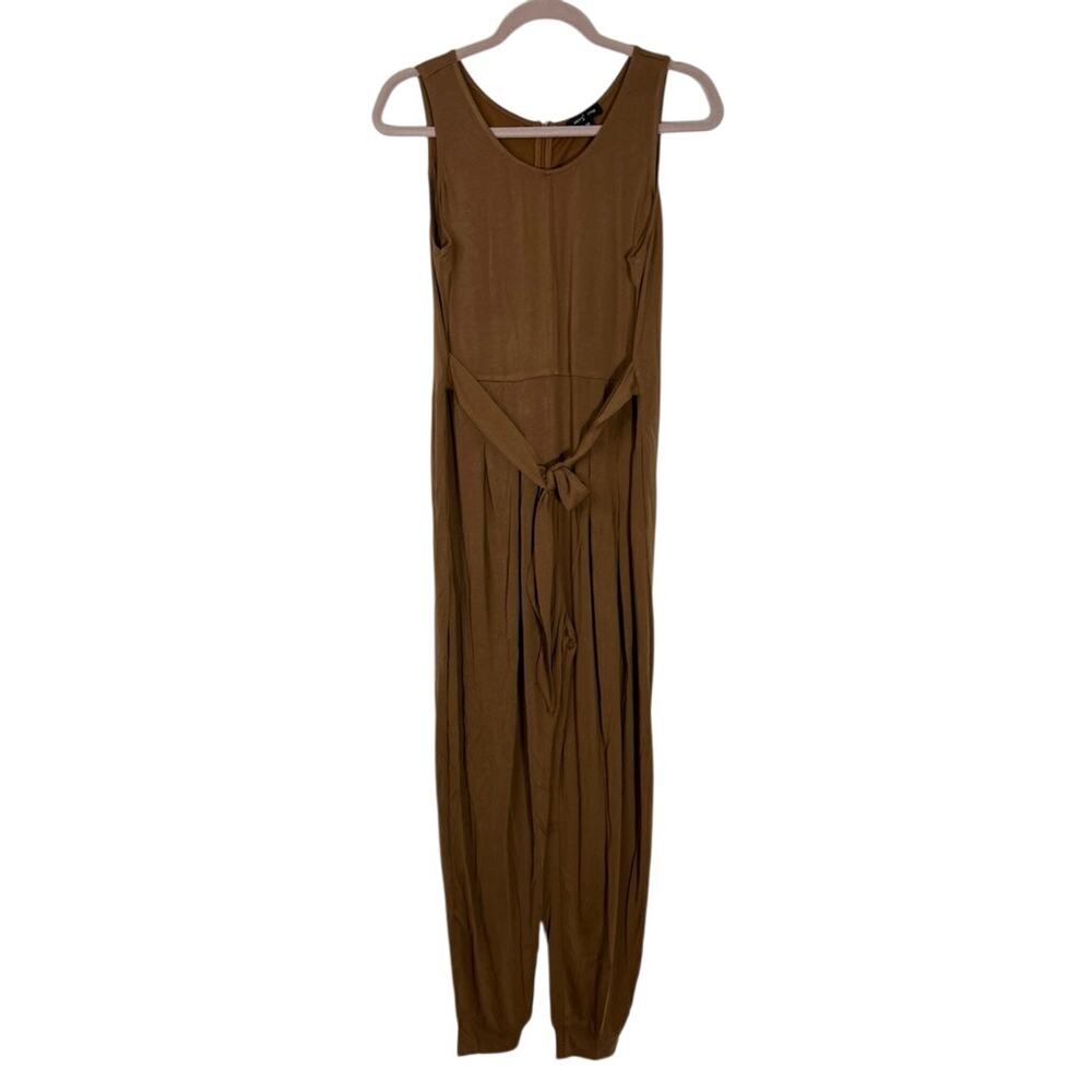 NWT Area Stars Cisco Caramel Brown‎ Sleeveless Belted Jogger Jumpsuit Size M